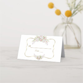 Bordsnumret Charm White Flowers Guld Bröllop Placeringskort