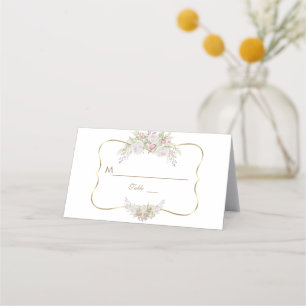 Bordsnumret Charm White Flowers Guld Bröllop Placeringskort
