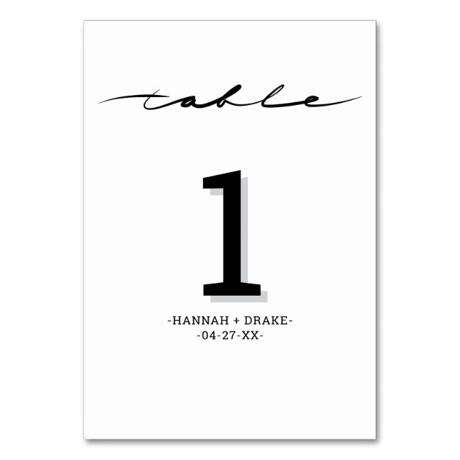 Bordsnumret chic Hand Lettered Bordsnummer (Framsidan)