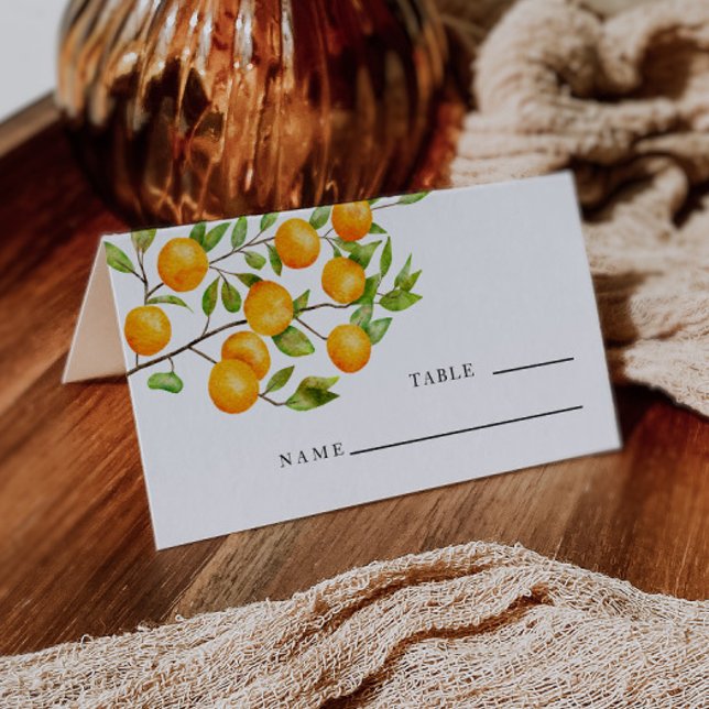 Bordsnumret Citrus Orange Bröllop Placeringskort (Skapare uppladdad)