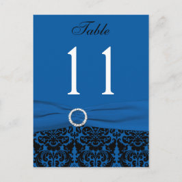 Bordsnumret Cobalt Blue and Black Damask Vykort