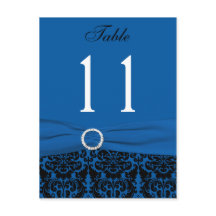 Bordsnumret Cobalt Blue and Black Damask