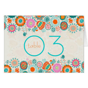 Bordsnumret Cute Retro Birds & Flowers OBS Kort
