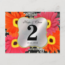 Bordsnumret Damask Fuchsia Gerber Daisy Bröllop Vykort