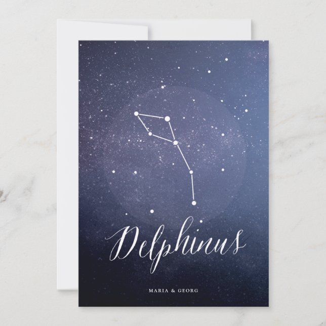 Bordsnumret Delphinus Constellation Star Inbjudningar (Framsida)