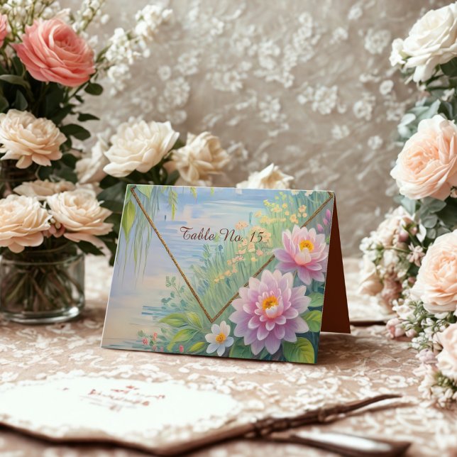 Bordsnumret Dreamy Lakeside Garden Wedding Tack Kort (Skapare uppladdad)