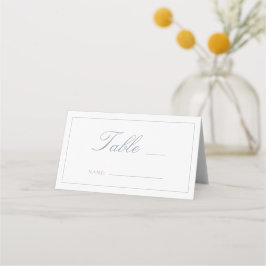 Bordsnumret Dusty Blue Monogram Script Bröllop Placeringskort