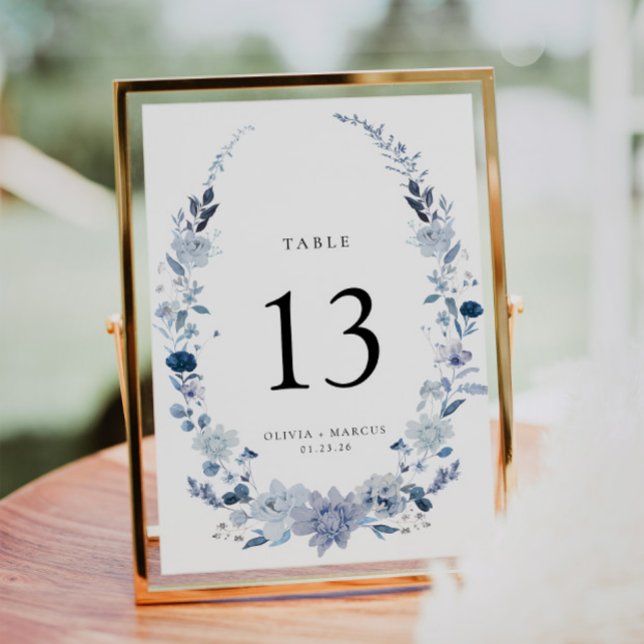 Bordsnumret Dusty Blue Wildblommor Garden Wedding (Wedding Table Number)