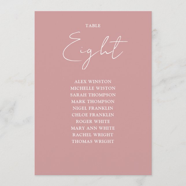 Bordsnumret Dusty Ro Modern Sittplatsschema Inbjudningar (Framsida)