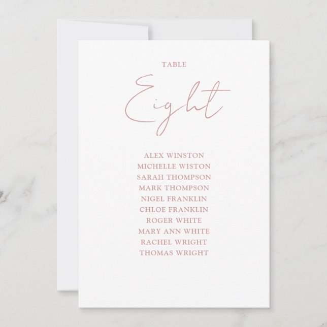 Bordsnumret Dusty Ro Modern Sittplatsschema Inbjudningar (Framsida)