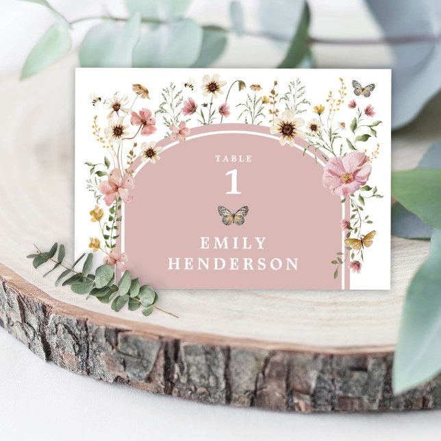 Bordsnumret Dusty Rosa Boho WildblomButterfly Bordsnummer (Skapare uppladdad)