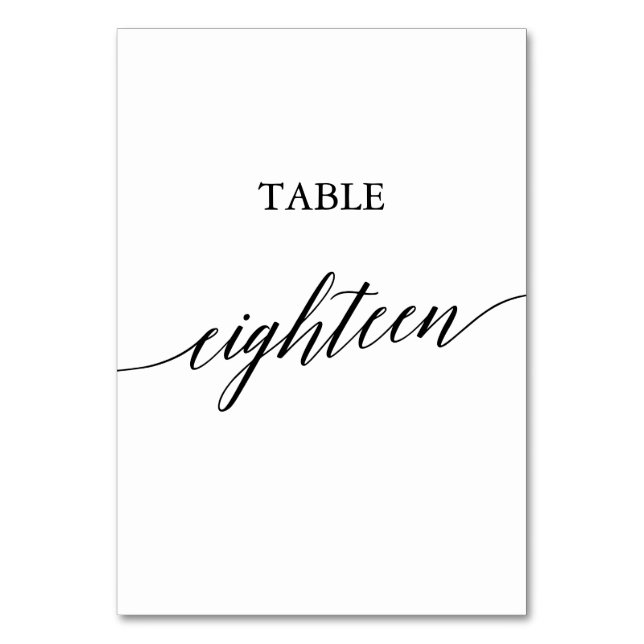 Bordsnumret elegant Black Calligraphy 18 Bordsnummer (Framsidan)