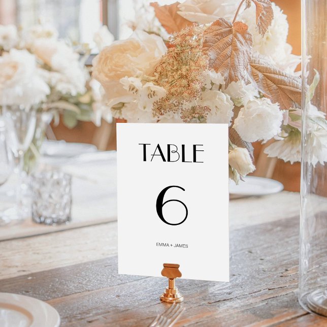 Bordsnumret elegant Black & White Retro Bröllop Bordsnummer (Elegant Black & White Retro Wedding Table Number)