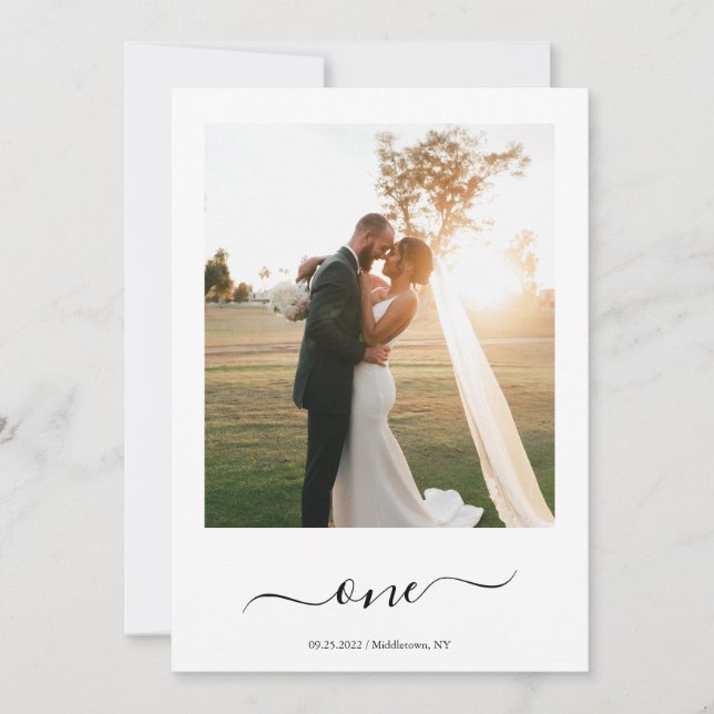 Bordsnumret elegant Blommigt Photo Bröllop Julkort (Framsida)