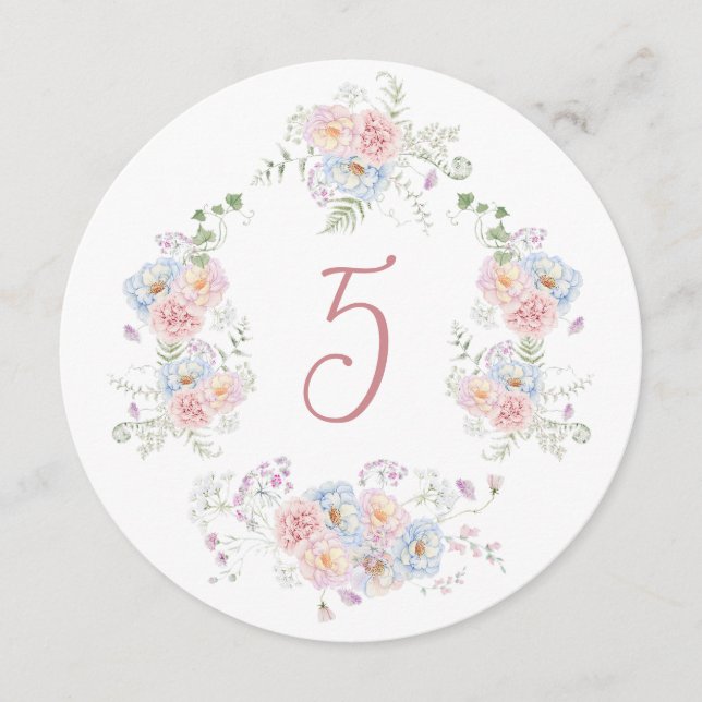 Bordsnumret Elegant Blommigt Ram Round (Framsida)