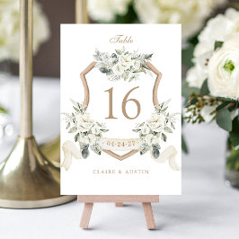 Bordsnumret elegant Blommigt White Greenery Vapens Bordsnummer