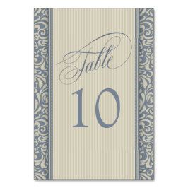 Bordsnumret elegant Blue and Beige Damask Bordsnummer