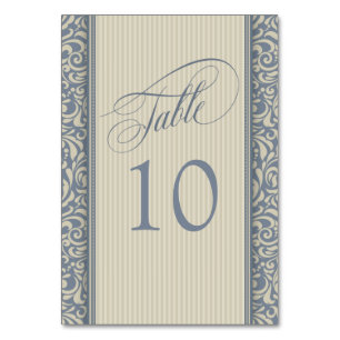 Bordsnumret elegant Blue and Beige Damask Bordsnummer