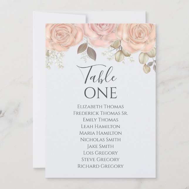 Bordsnumret Elegant bröllop Blue Blommigt (Framsida)