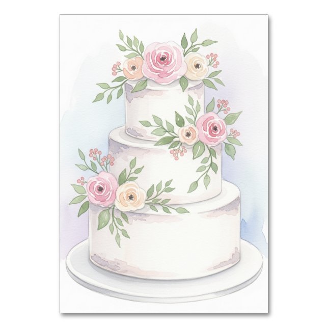 Bordsnumret Elegant bröllop Cake Card Bordsnummer (Framsidan)