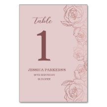 Bordsnumret elegant Mauve Blommigt Födelsedagsfest