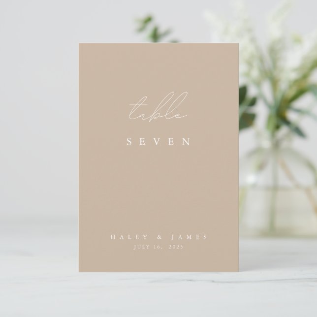 Bordsnumret elegant Minimal vit & Beige Bröllop (Stående Fram)