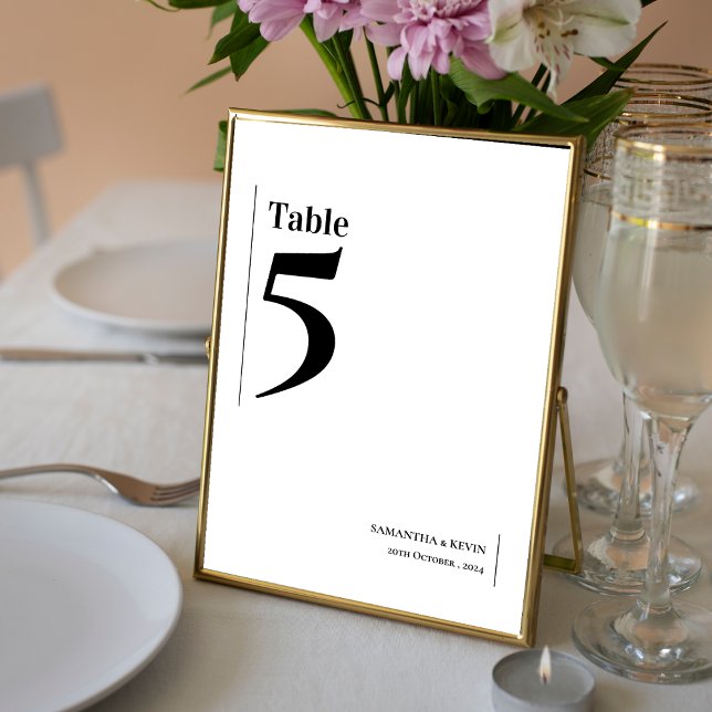Bordsnumret elegant minimalistiskt klassiskt Bröll Tack Kort (Elegant Minimalist Classic Wedding Table Number)