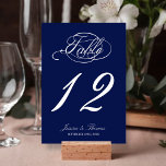 Bordsnumret elegant Navy Blue and White Bröllop Bordsnummer<br><div class="desc">Elegant Navy Blue and White Bröllop Bordsnummer Cards. *** HUR DU ORDER *** Anpassa och lägg till varje bordsnummer-kort i kundvagnen,  en i taget. Zazzle har för närvarande inget system för att tillåta någon anpassning av produkterna efter det att en beställning har gjorts.</div>