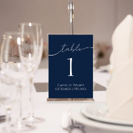 Bordsnumret elegant Navy Blue Bröllop Bordsnummer