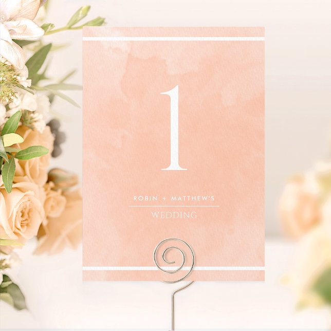 Bordsnumret elegant Peach Watercolor (Skapare uppladdad)