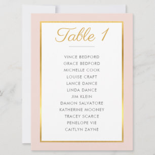 BORDSNUMRET elegant Sittdiagram rosa guld Inbjudningar