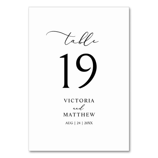 Bordsnumret elegant svart kalligrafi bordsnummer (Framsidan)