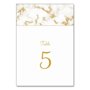Bordsnumret elegant White Guld Marble Bröllop Bordsnummer