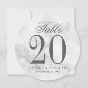 Bordsnumret elegant White Marble Bröllop Round Inbjudningar