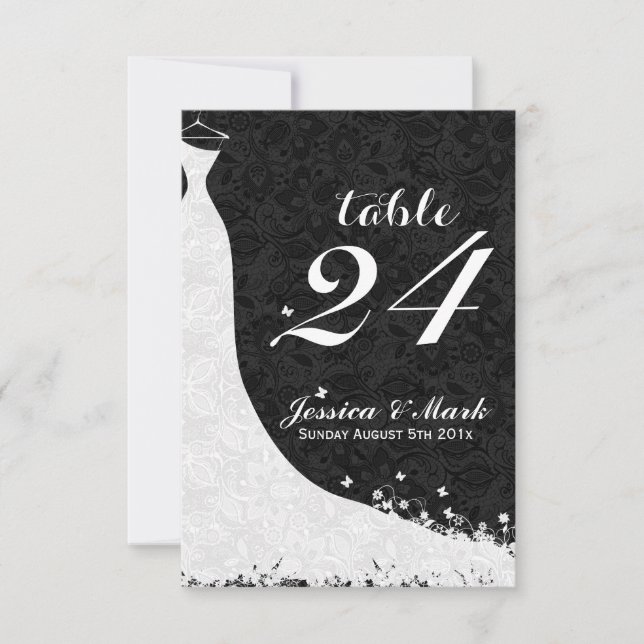 Bordsnumret elegant White Snöre Bröllop Dress Inbjudningar (Framsida)
