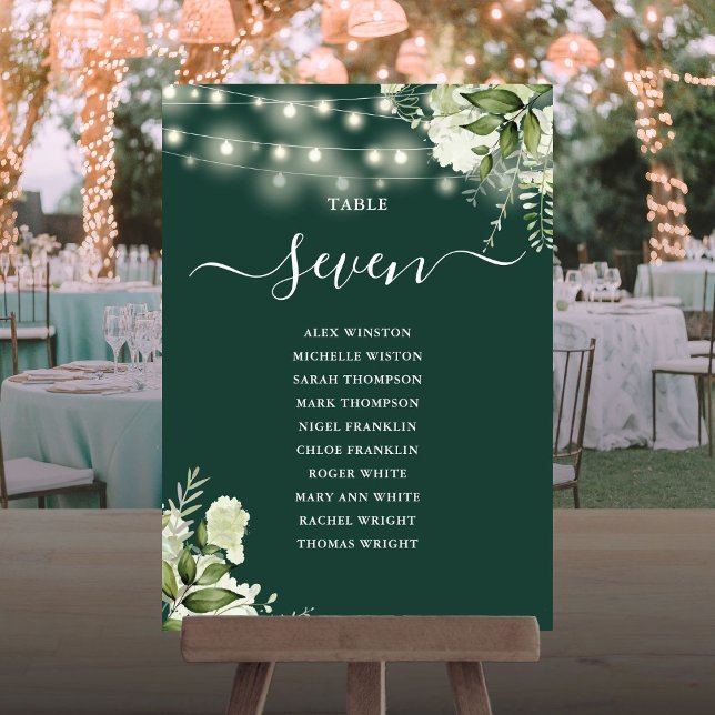 Bordsnumret Emerald Greenery Seating Plan Inbjudningar (Emerald Greenery Seating Plan Table Number)