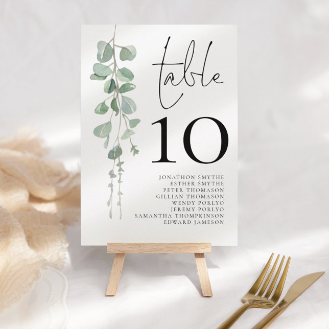 Bordsnumret Eucalyptus Bröllop Guest Namn 5x7 Inbjudningar (Skapare uppladdad)