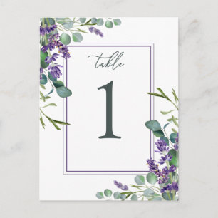 Bordsnumret Eucalyptus Foliage Lavender Flowers Vykort