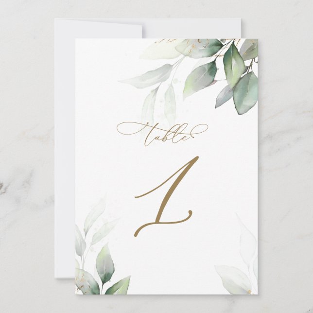 Bordsnumret Eucalyptus Greenery Bord 1 Bröllop Inbjudningar (Framsida)
