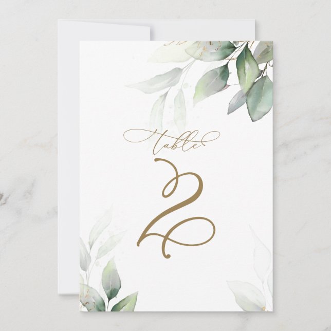 Bordsnumret Eucalyptus Greenery Bord 2 Bröllop Inbjudningar (Framsida)