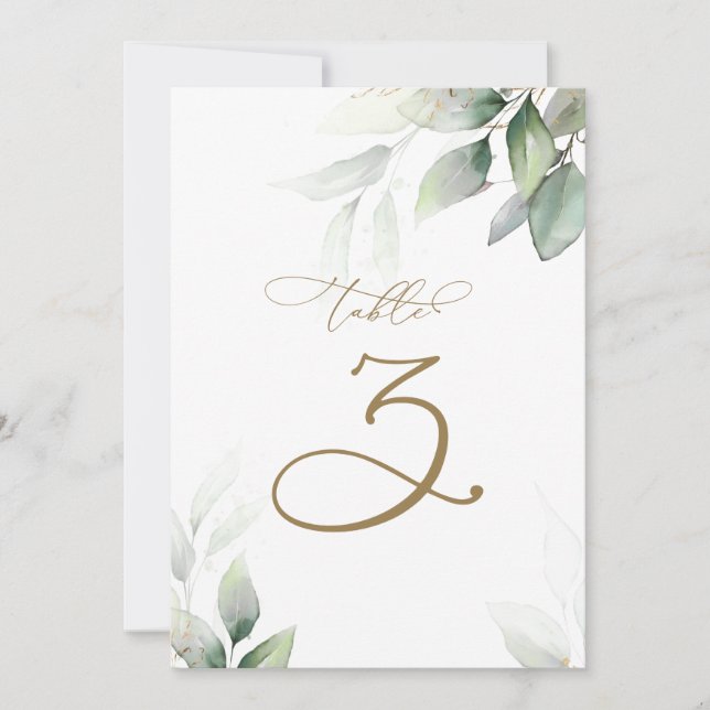 Bordsnumret Eucalyptus Greenery Bord 3 Bröllop Inbjudningar (Framsida)