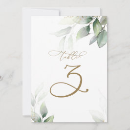 Bordsnumret Eucalyptus Greenery Bord 3 Bröllop Inbjudningar
