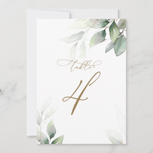 Bordsnumret Eucalyptus Greenery Bord 4 Bröllop Inbjudningar (Framsida)