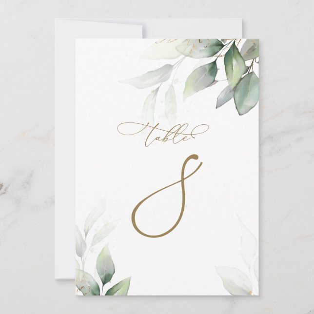 Bordsnumret Eucalyptus Greenery Bord 8 Bröllop Inbjudningar (Framsida)