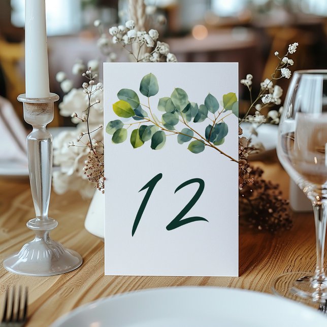 Bordsnumret Eucalyptus gren bröllop Inbjudningar (Eucalyptus branch wedding table number)