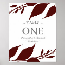 Bordsnumret Fall Foliage Burgundy Löv Poster