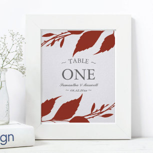 Bordsnumret Fall Foliage Burnt Orange Löv Poster