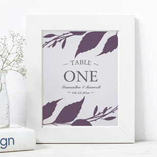 Bordsnumret Fall Foliage Plum Lila Löv Poster