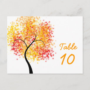 Bordsnumret Fall Wedding Swirly Träd Vykort
