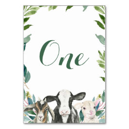 Bordsnumret "Farm Animal Greenery Boy Baby Shower" Bordsnummer
